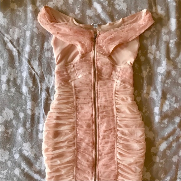 Guess Dresses & Skirts - Guess pink tulle ruched zip dress with stars